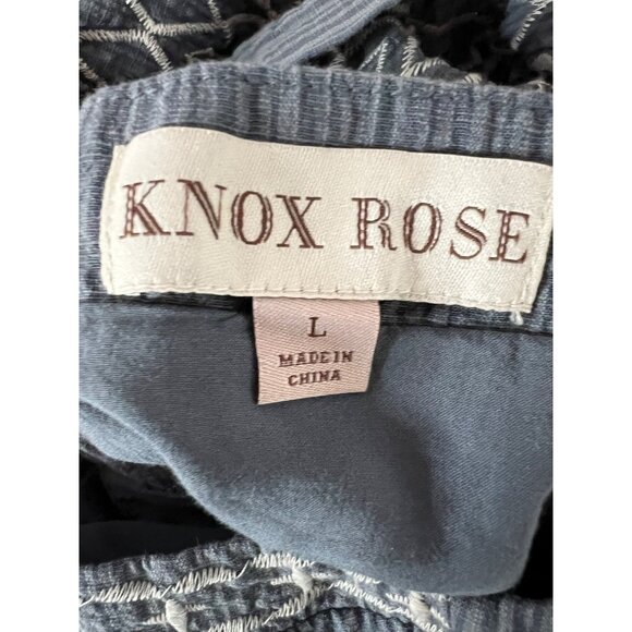 Knox Rose Sundress Size L Tunic Tank Large Blue Embroidered Lined Ruffles - Picture 10 of 12